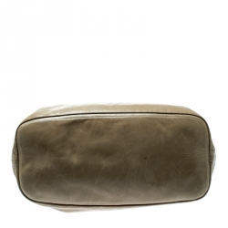 Pre Owned Prada Light Olive Green Leather Hobo