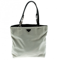Pre Owned Prada Off-White Tessuto Nylon tote