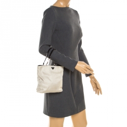 Pre Owned Prada Off-White Tessuto Nylon tote