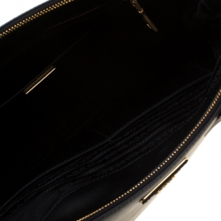 Pre Owned Prada Black Saffiano Lux Leather Executive Double Zip Top Handle Bag