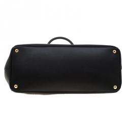 Pre Owned Prada Black Saffiano Lux Leather Executive Double Zip Top Handle Bag