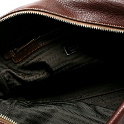 Pre Owned Prada Brown Leather Bauletto Bag