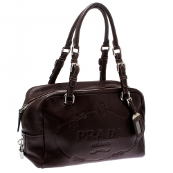 Pre Owned Prada Brown Leather Bauletto Bag
