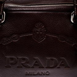 Pre Owned Prada Brown Leather Bauletto Bag