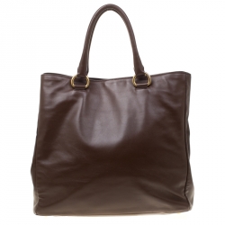 Pre Owned Prada Brown Leather Top Handle Bag