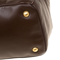 Pre Owned Prada Brown Leather Top Handle Bag