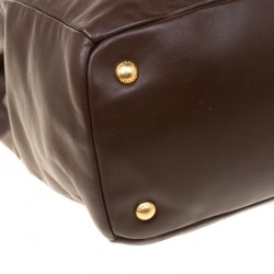 Pre Owned Prada Brown Leather Top Handle Bag
