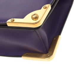 Pre Owned Prada Purple/Black City Calf and Saffiano Leather Cahier Chain Clutch