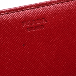 Pre Owned Prada Hot Pink Saffiano Leather Continental Wallet