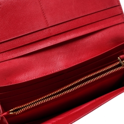 Pre Owned Prada Hot Pink Saffiano Leather Continental Wallet