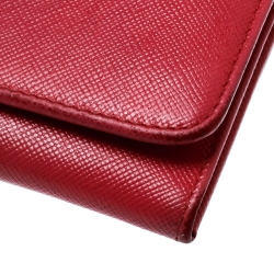 Pre Owned Prada Hot Pink Saffiano Leather Continental Wallet