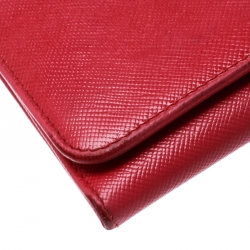 Pre Owned Prada Hot Pink Saffiano Leather Continental Wallet