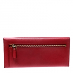 Pre Owned Prada Hot Pink Saffiano Leather Continental Wallet