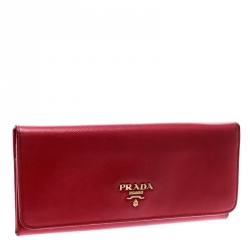 Pre Owned Prada Hot Pink Saffiano Leather Continental Wallet