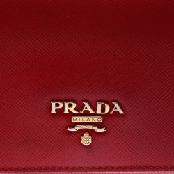 Pre Owned Prada Hot Pink Saffiano Leather Continental Wallet