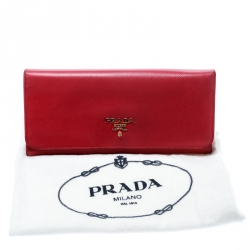 Pre Owned Prada Hot Pink Saffiano Leather Continental Wallet