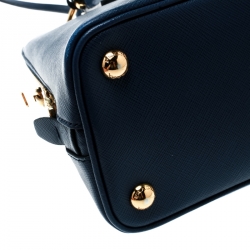 Pre Owned Prada Blue Saffiano Lux Leather Small Promenade Crossbody Bag