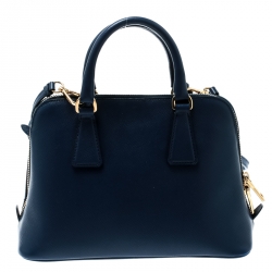 Pre Owned Prada Blue Saffiano Lux Leather Small Promenade Crossbody Bag