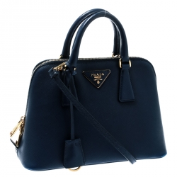 Pre Owned Prada Blue Saffiano Lux Leather Small Promenade Crossbody Bag