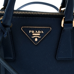 Pre Owned Prada Blue Saffiano Lux Leather Small Promenade Crossbody Bag