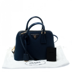 Pre Owned Prada Blue Saffiano Lux Leather Small Promenade Crossbody Bag