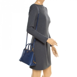 Pre Owned Prada Blue Saffiano Lux Leather Small Promenade Crossbody Bag