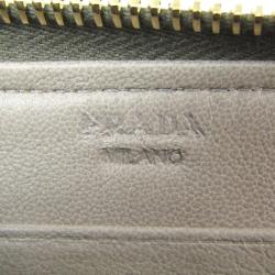 Pre Owned Prada Beige Gaufre Nappa Leather Zip Around Wallet