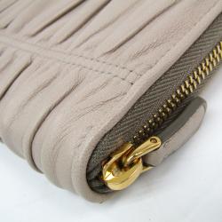 Pre Owned Prada Beige Gaufre Nappa Leather Zip Around Wallet