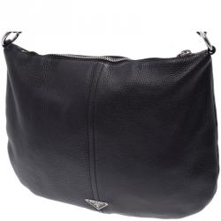 Pre Owned Prada Black Vitello Daino Leather Shoulder Bag 