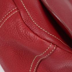 Pre Owned Prada Red Daino Leather Shoulder Bag