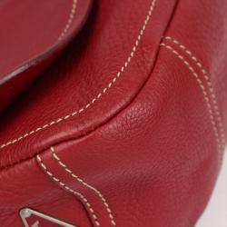 Pre Owned Prada Red Daino Leather Shoulder Bag
