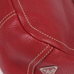 Pre Owned Prada Red Daino Leather Shoulder Bag