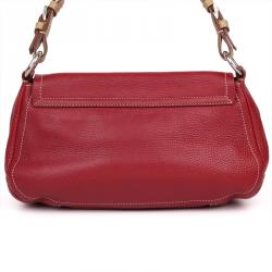 Pre Owned Prada Red Daino Leather Shoulder Bag