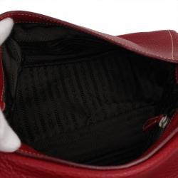Pre Owned Prada Red Daino Leather Shoulder Bag