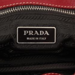 Pre Owned Prada Red Daino Leather Shoulder Bag