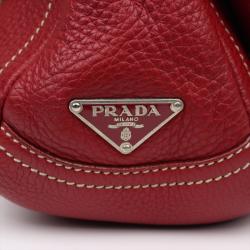 Pre Owned Prada Red Daino Leather Shoulder Bag
