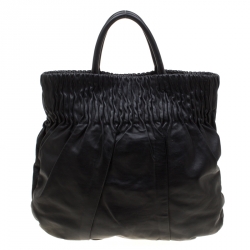 Pre Owned Prada Black Leather Hobo