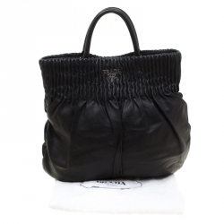 Pre Owned Prada Black Leather Hobo