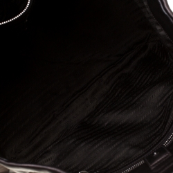 Pre Owned Prada Dark Brown Leather and Nylon Wave Hobo