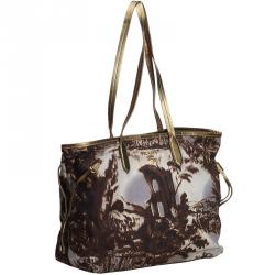 Pre Owned Prada Gray Printed Nylon Tote Bag
