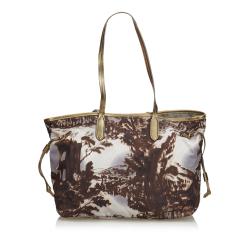 Pre Owned Prada Gray Printed Nylon Tote Bag