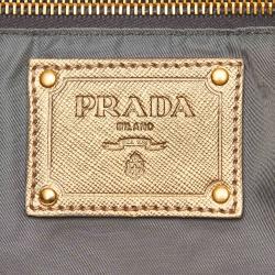 Pre Owned Prada Gray Printed Nylon Tote Bag