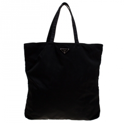 Pre Owned Prada Black Robot Nylon Shopper Tote