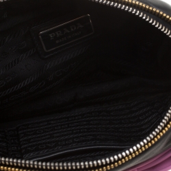 Pre Owned Prada Pink And Black Leather Bow Crossbody Bag
