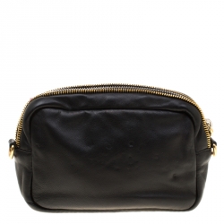 Pre Owned Prada Pink And Black Leather Bow Crossbody Bag