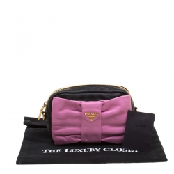 Pre Owned Prada Pink And Black Leather Bow Crossbody Bag