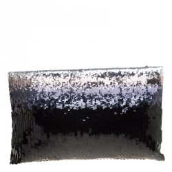 Pre Owned Prada Black Multi Tone Sequined Clutch