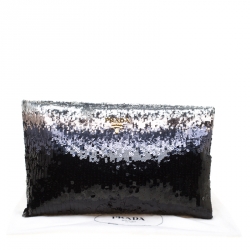Pre Owned Prada Black Multi Tone Sequined Clutch