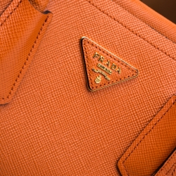 Pre Owned Prada Orange Saffiano Leather Double Handle Tote