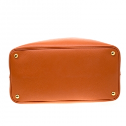 Pre Owned Prada Orange Saffiano Leather Double Handle Tote